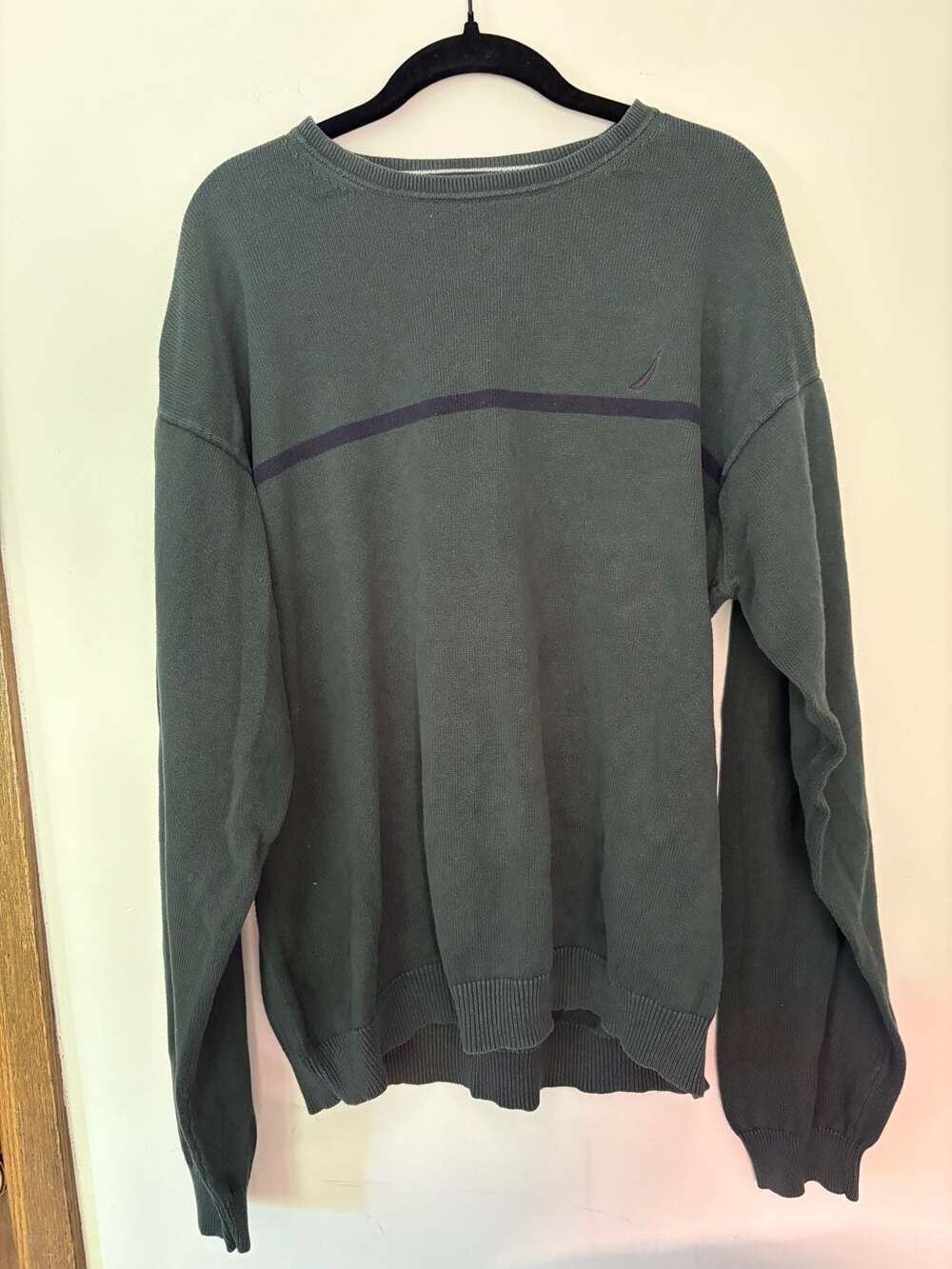 Nautica Men's Green Grunge Cotton Crewneck Sweater Size XL